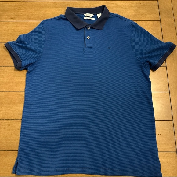 Calvin Klein Polo Shirt Mens Medium Liquid Touch Collared Polo Short Sleeve Blue - Picture 3 of 13